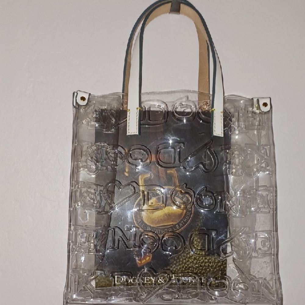 Dooney & Bourke Transparent Tote with Tan and White Handles